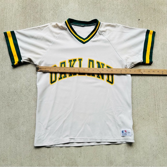 Vintage Oakland A’s Jersey Men Size Large 80s Medalist Sand Knit Made In USA - Picture 5 of 6